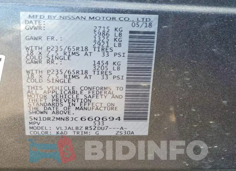 5N1DR2MN8JC660694 Photo# 14