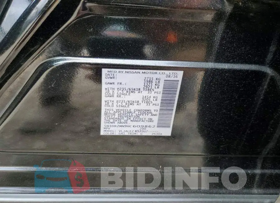 5N1DR2MN9HC609862 Photo# 13