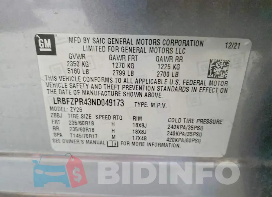 LRBFZPR43ND049173 Photo# 12