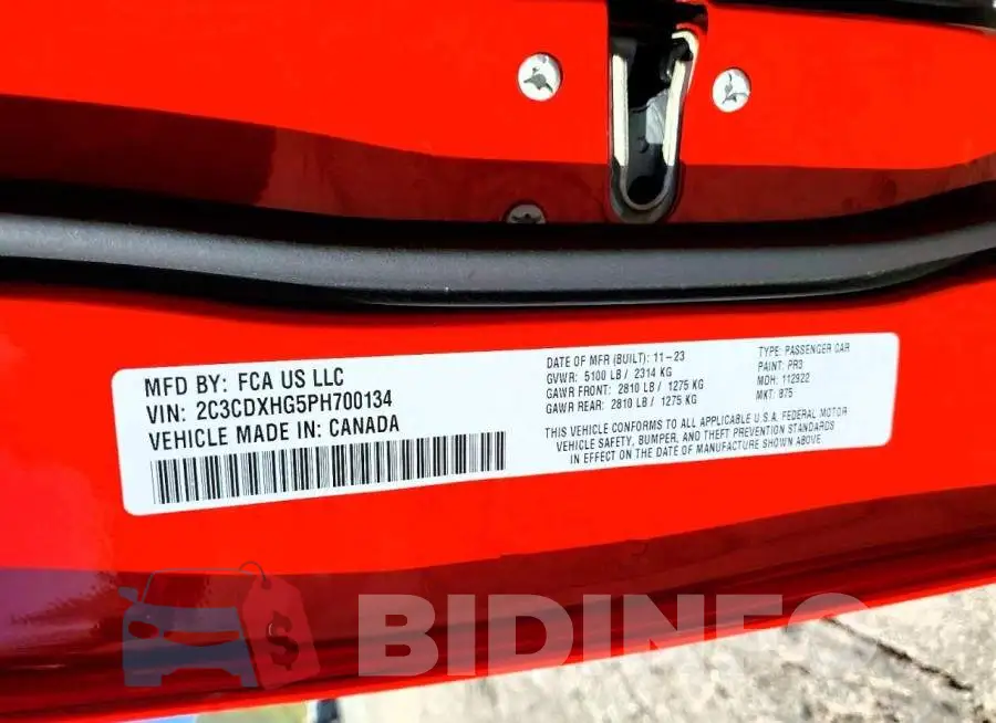 2C3CDXHG5PH700134 Photo# 12