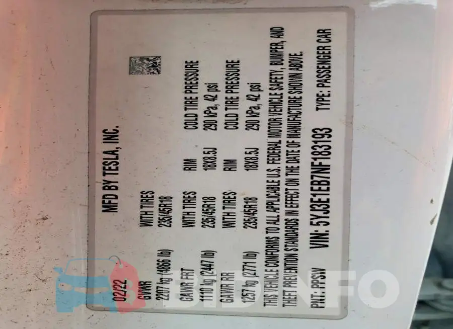 5YJ3E1EB7NF183193 Photo# 12
