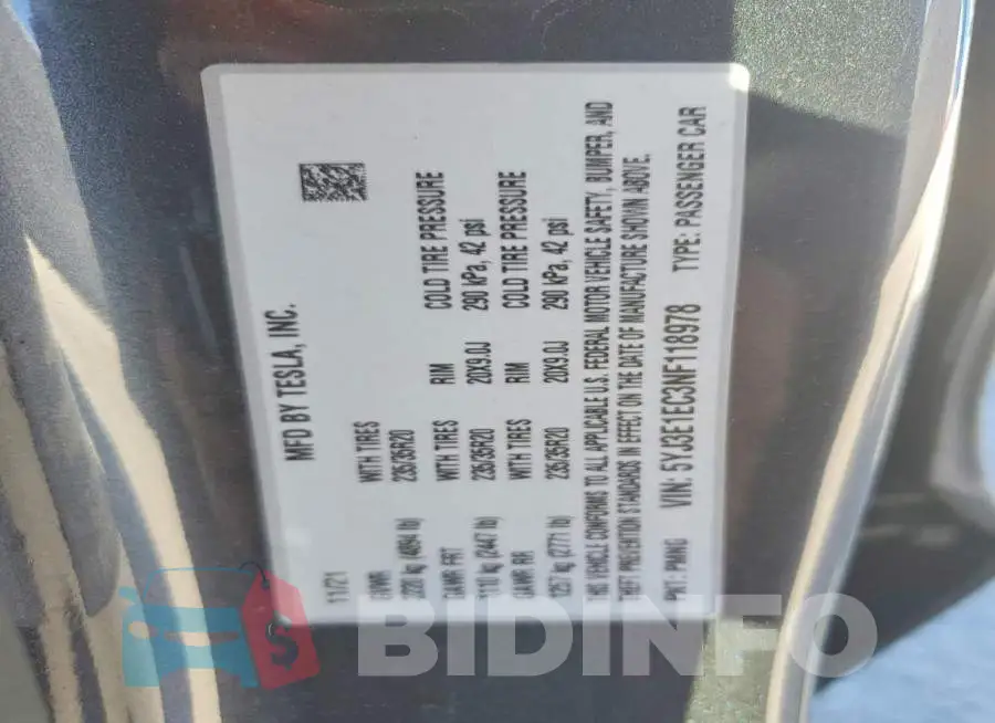 5YJ3E1EC3NF118978 Photo# 12