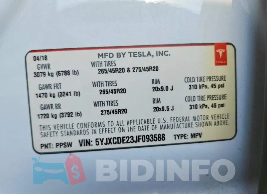 5YJXCDE23JF093588 Photo# 13