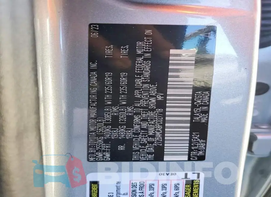 2T2BAMCA8PC027718 Photo# 13