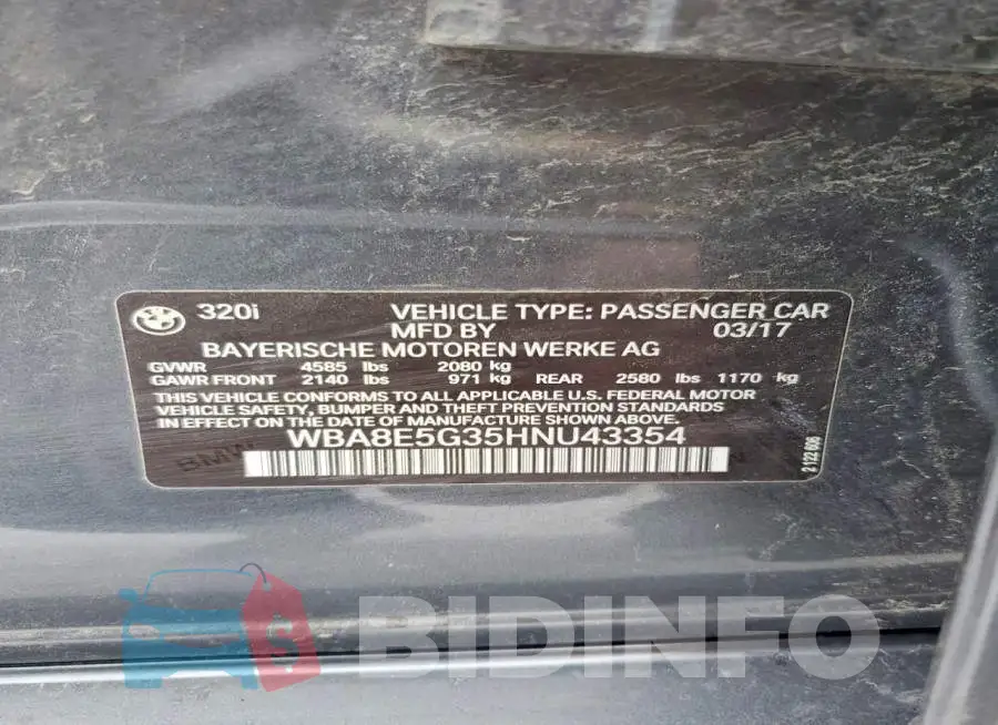 WBA8E5G35HNU43354 Photo# 12