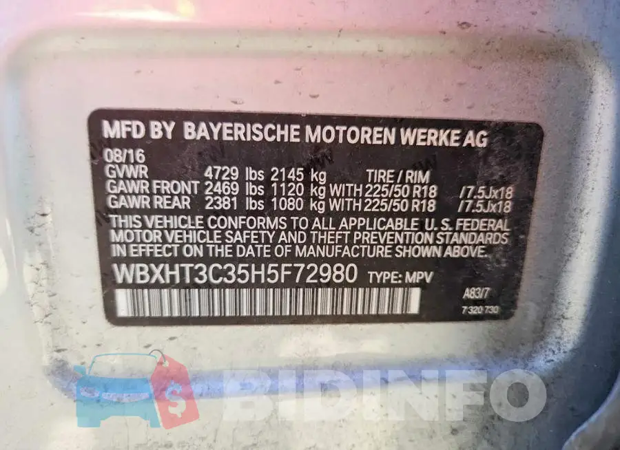 WBXHT3C35H5F72980 Photo# 13