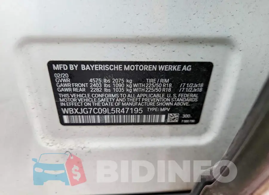 WBXJG7C09L5R47195 Photo# 13