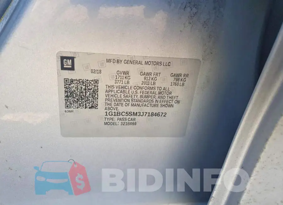 1G1BC5SM3J7184672 Photo# 12