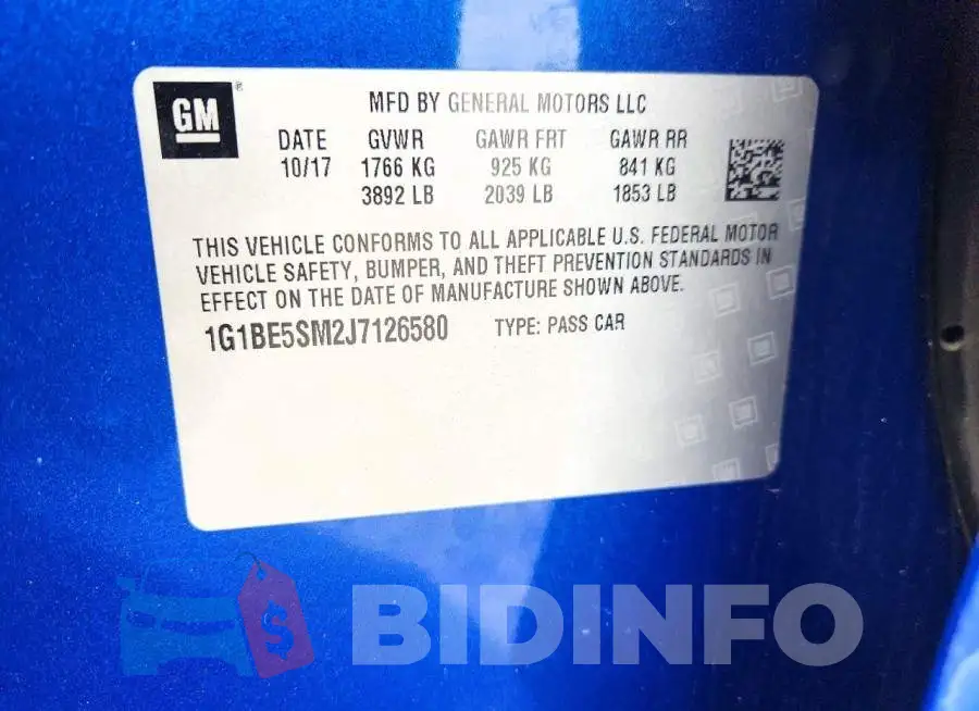 1G1BE5SM2J7126580 Photo# 12