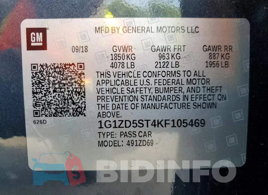 1G1ZD5ST4KF105469 Photo# 12