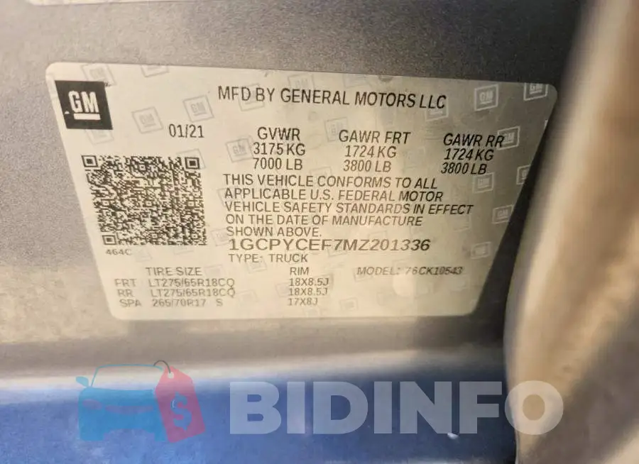 1GCPYCEF7MZ201336 Photo# 12