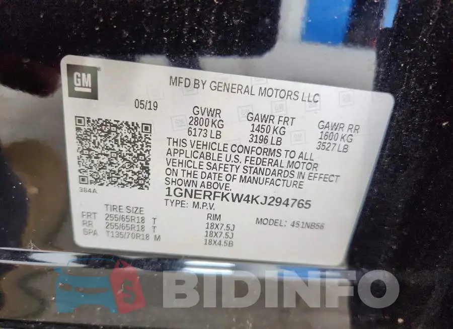 1GNERFKW4KJ294765 Photo# 13