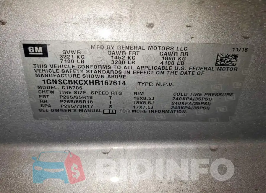 1GNSCBKCXHR167614 Photo# 14