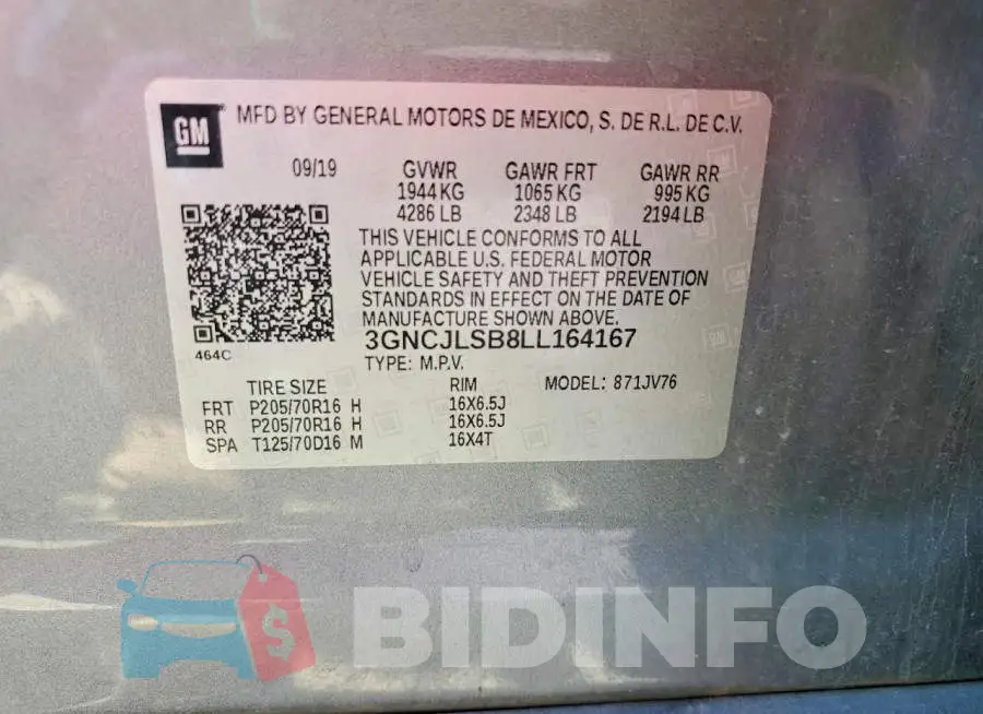 3GNCJLSB8LL164167 Photo# 13