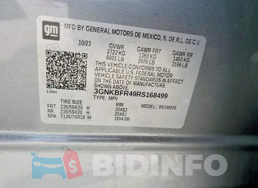 3GNKBFR49RS168499 Photo# 13