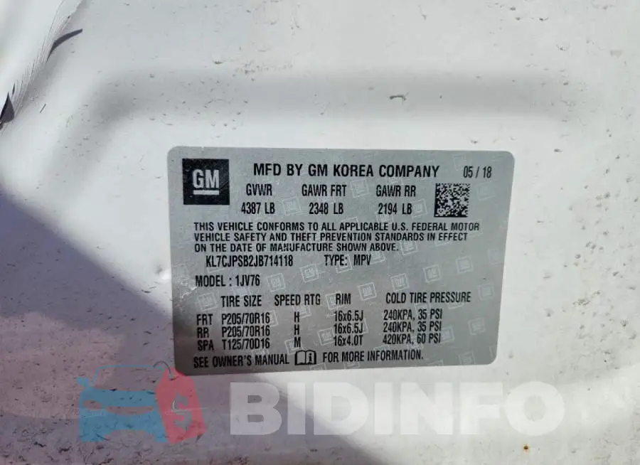 KL7CJPSB2JB714118 Photo# 13