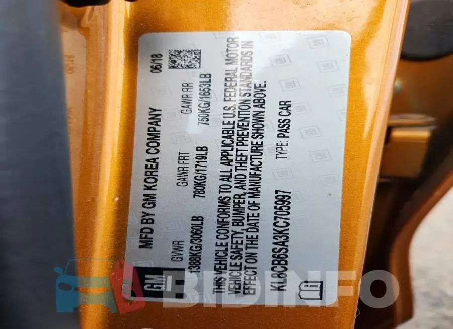 KL8CB6SA3KC705997 Photo# 12