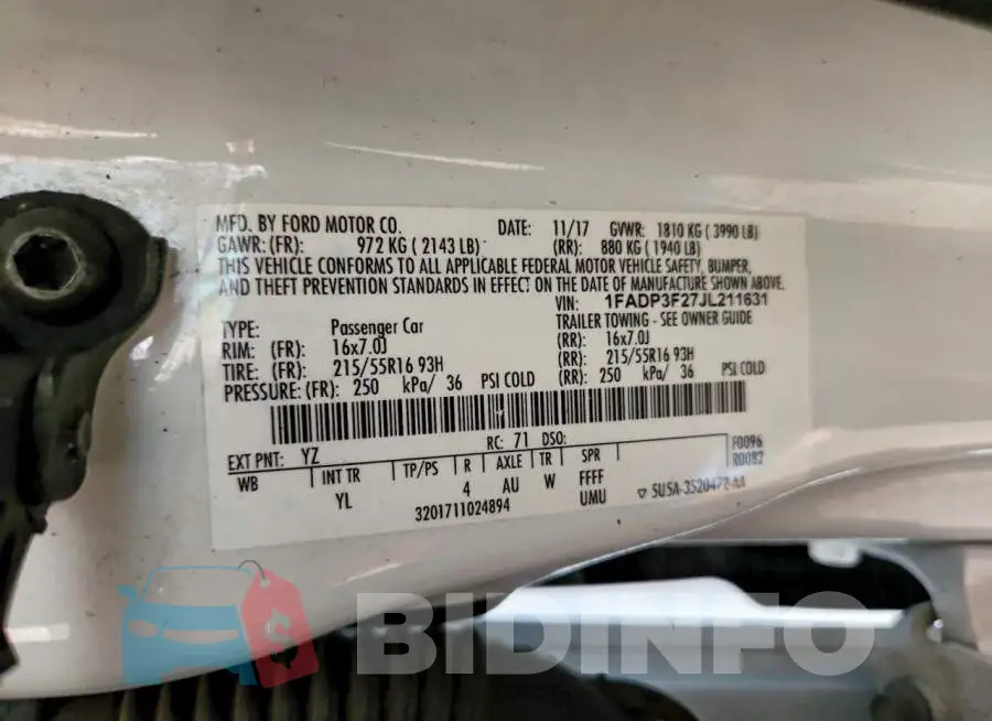 1FADP3F27JL211631 Photo# 13
