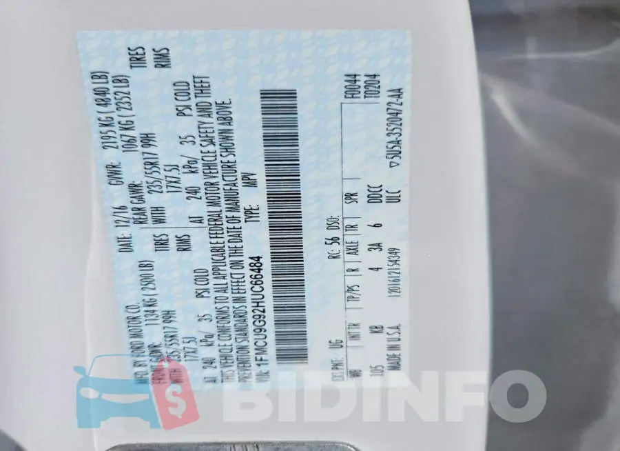1FMCU9G92HUC66484 Photo# 13