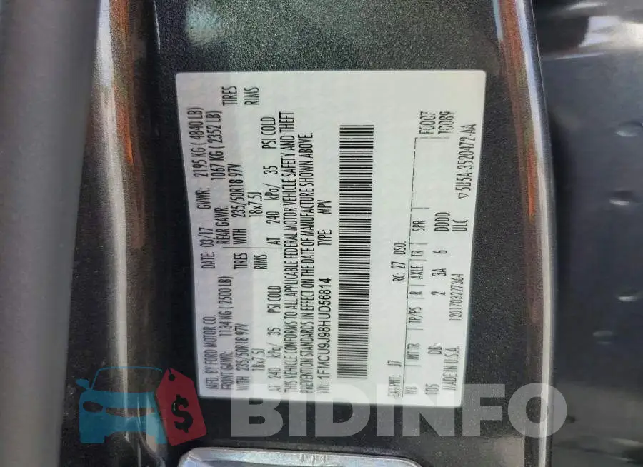 1FMCU9J98HUD56814 Photo# 13