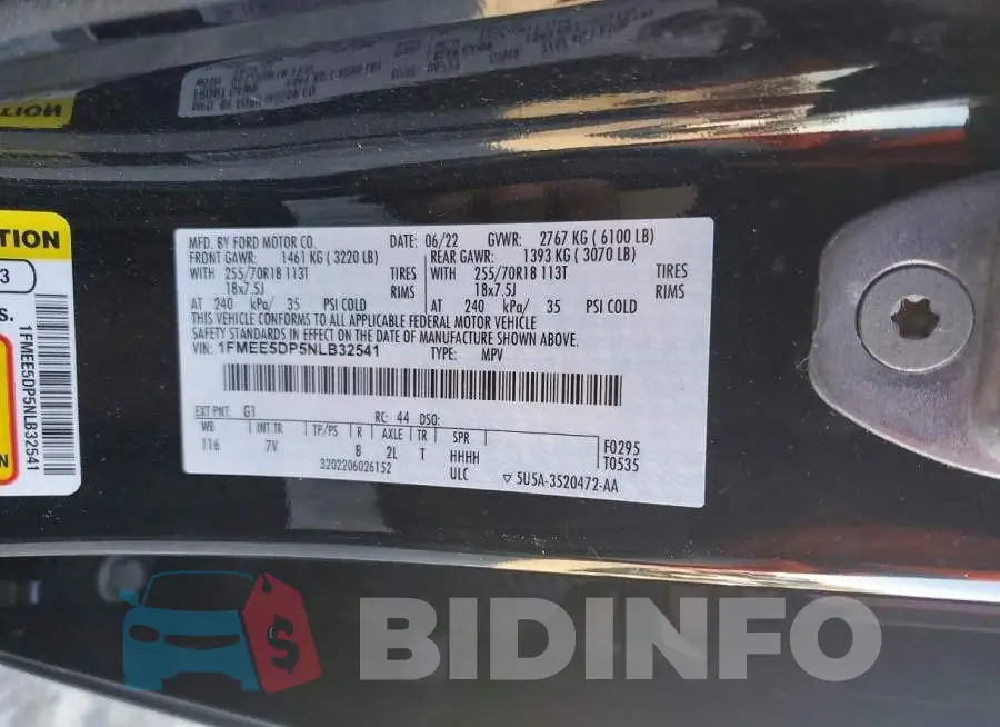 1FMEE5DP5NLB32541 Photo# 12