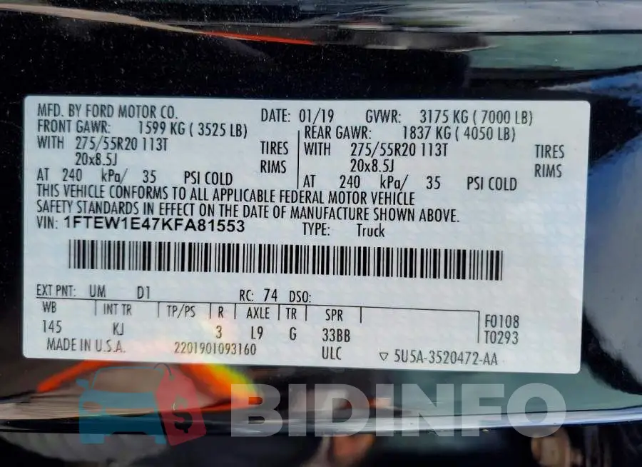 1FTEW1E47KFA81553 Photo# 12