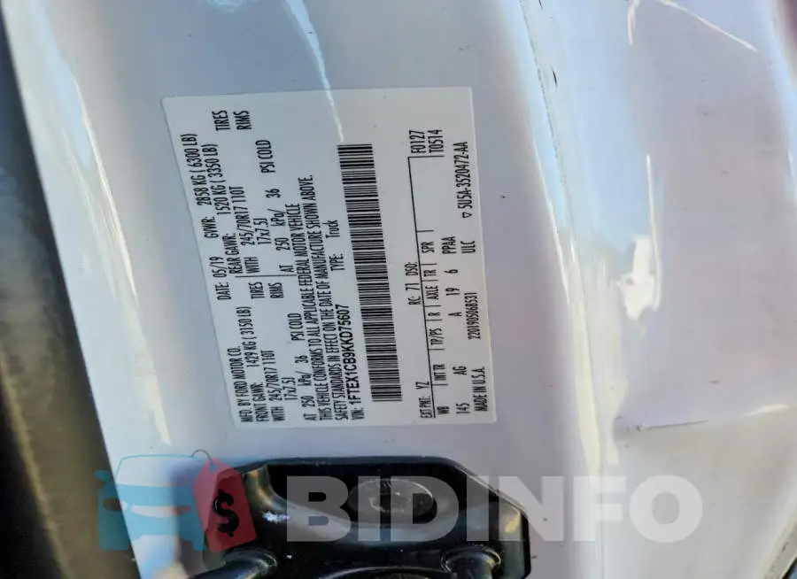 1FTEX1CB9KKD75607 Photo# 12