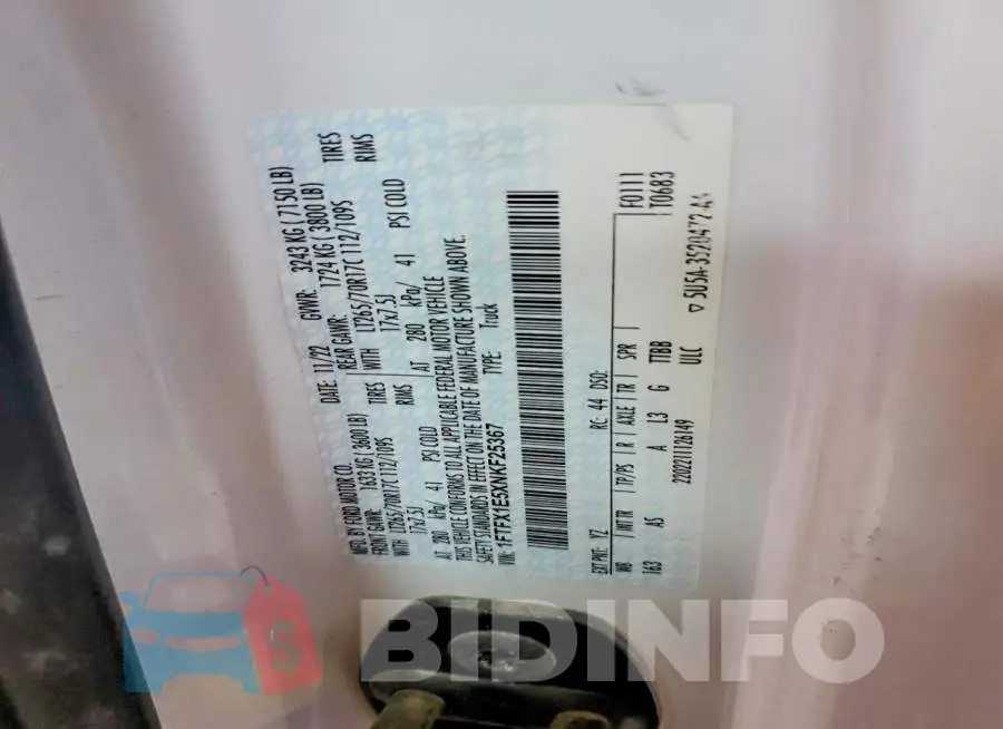 1FTFX1E5XNKF25367 Photo# 12