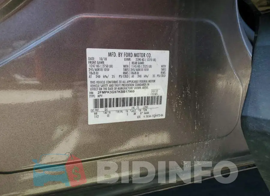 2FMPK3G97KBB17960 Photo# 13