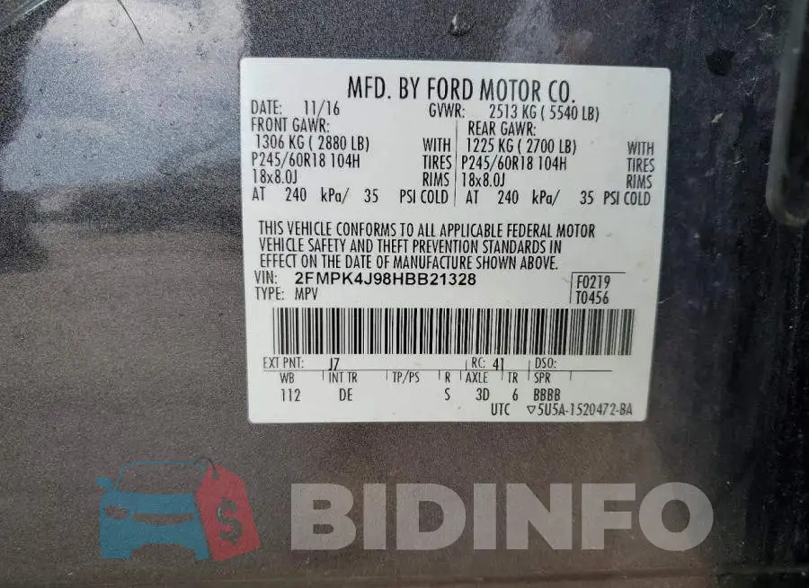 2FMPK4J98HBB21328 Photo# 14