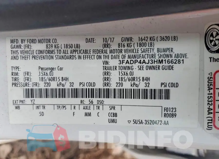 3FADP4AJ3HM166281 Photo# 12