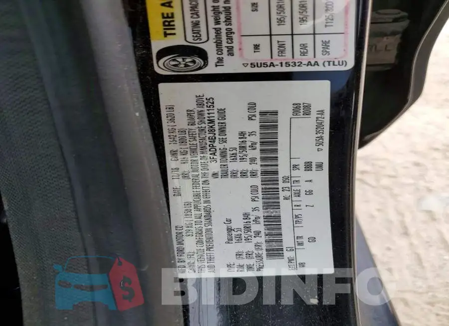 3FADP4BJ8KM111525 Photo# 12