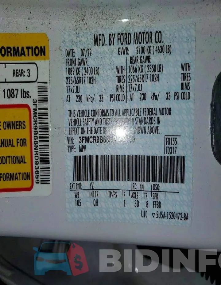 3FMCR9B68NRD93659 Photo# 14
