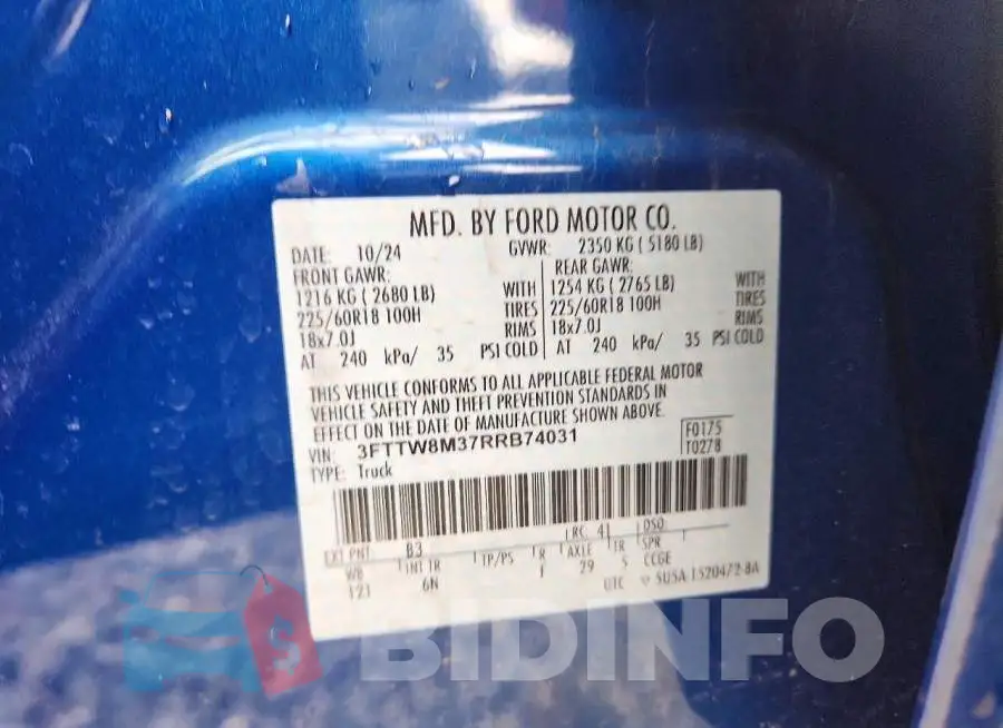 3FTTW8M37RRB74031 Photo# 12