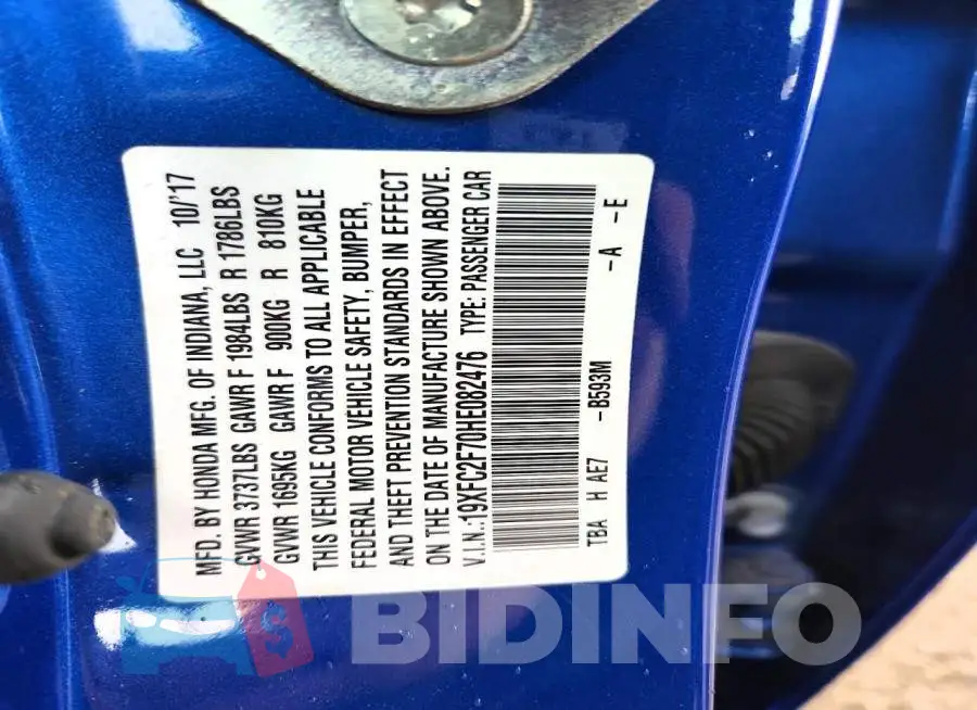 19XFC2F70HE082476 Photo# 12