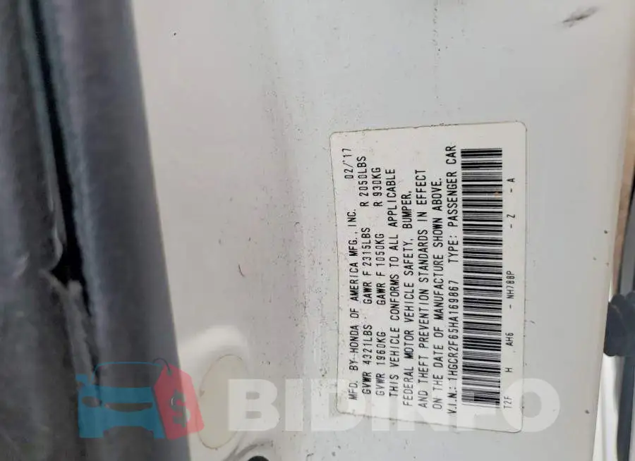 1HGCR2F65HA169867 Photo# 12