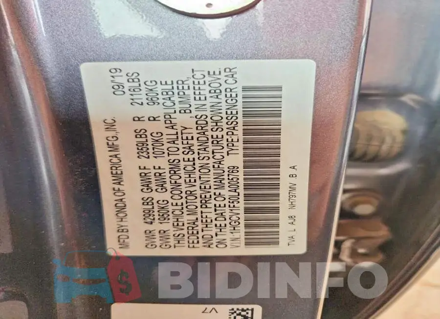1HGCV1F50LA005769 Photo# 12
