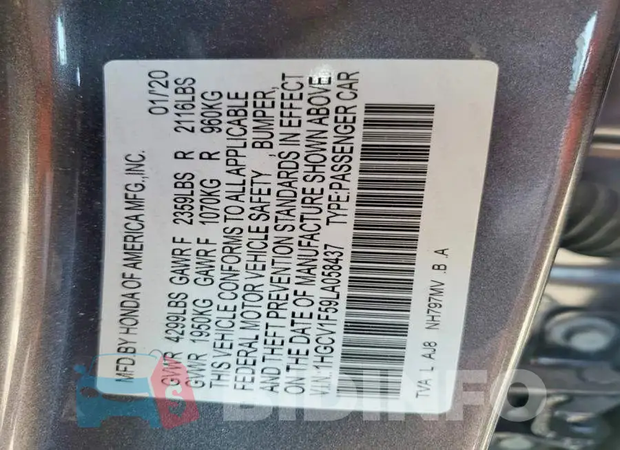 1HGCV1F59LA058437 Photo# 12