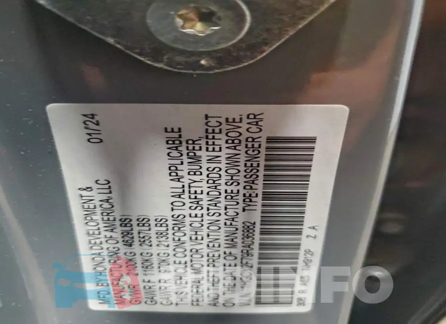 1HGCY2F79RA036882 Photo# 12