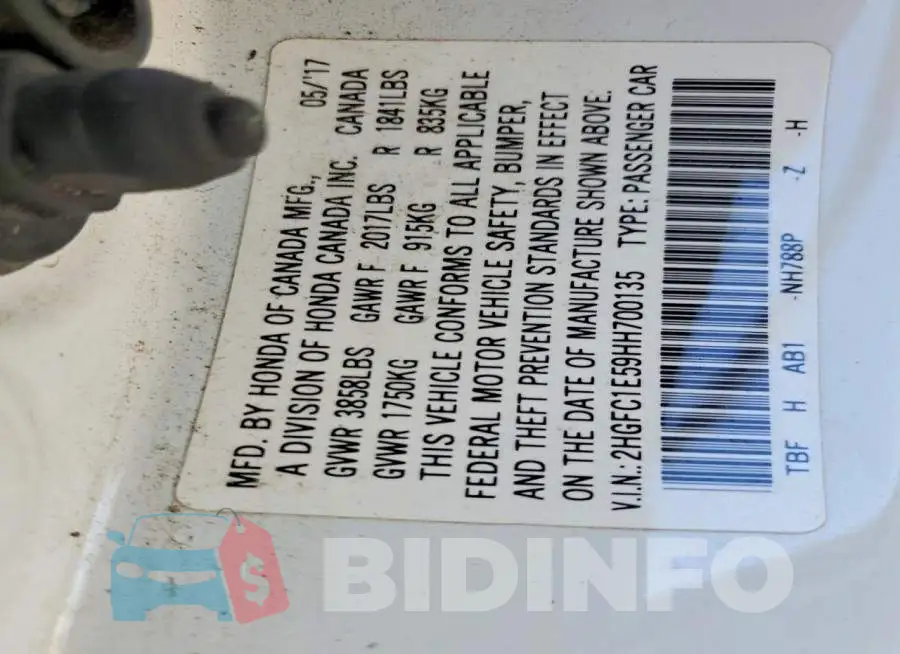 2HGFC1E59HH700135 Photo# 12
