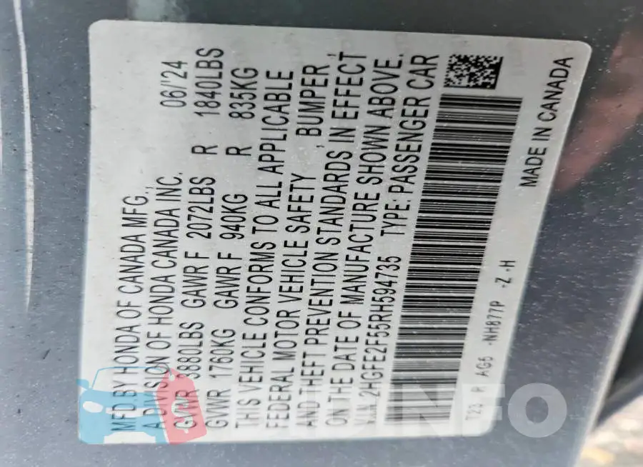 2HGFE2F55RH594735 Photo# 12