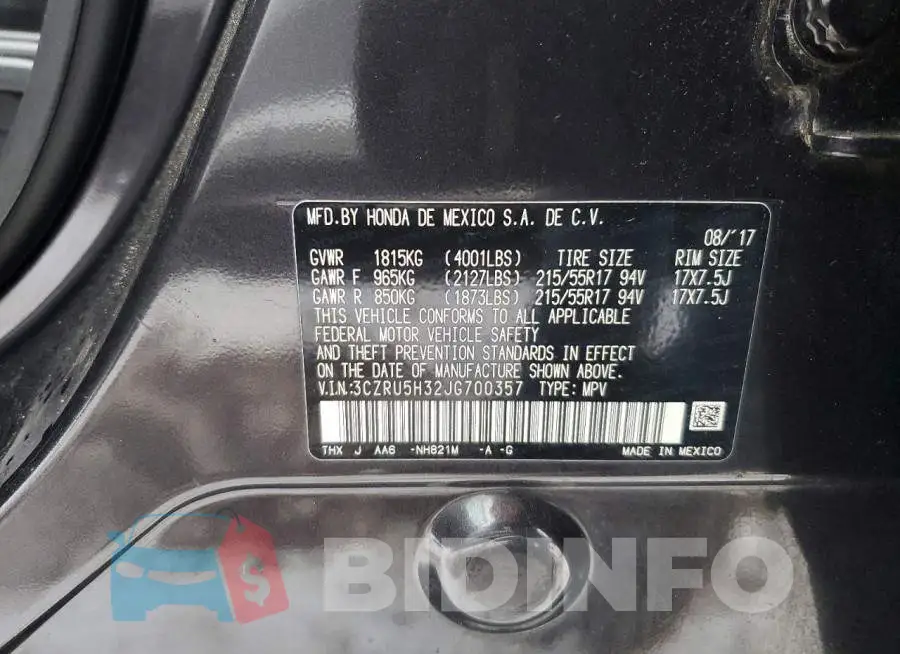 3CZRU5H32JG700357 Photo# 12