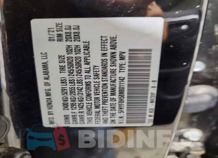 5FNYF8H58MB011142 Photo# 12