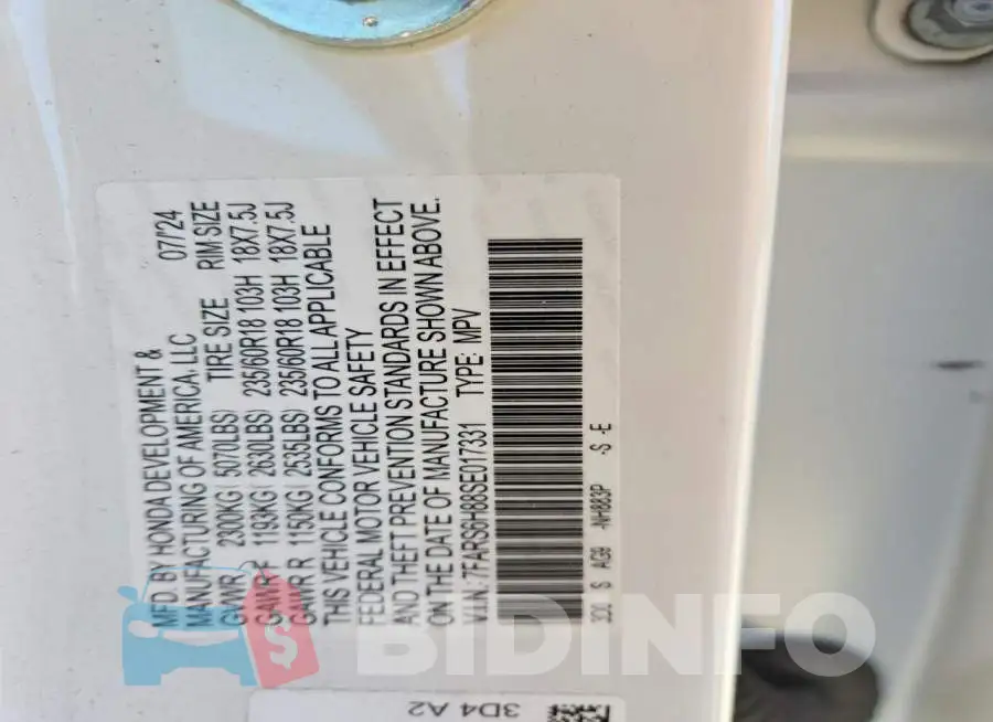 7FARS6H88SE017331 Photo# 14