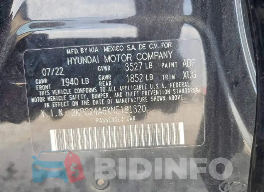 3KPC24A6XNE181320 Photo# 13