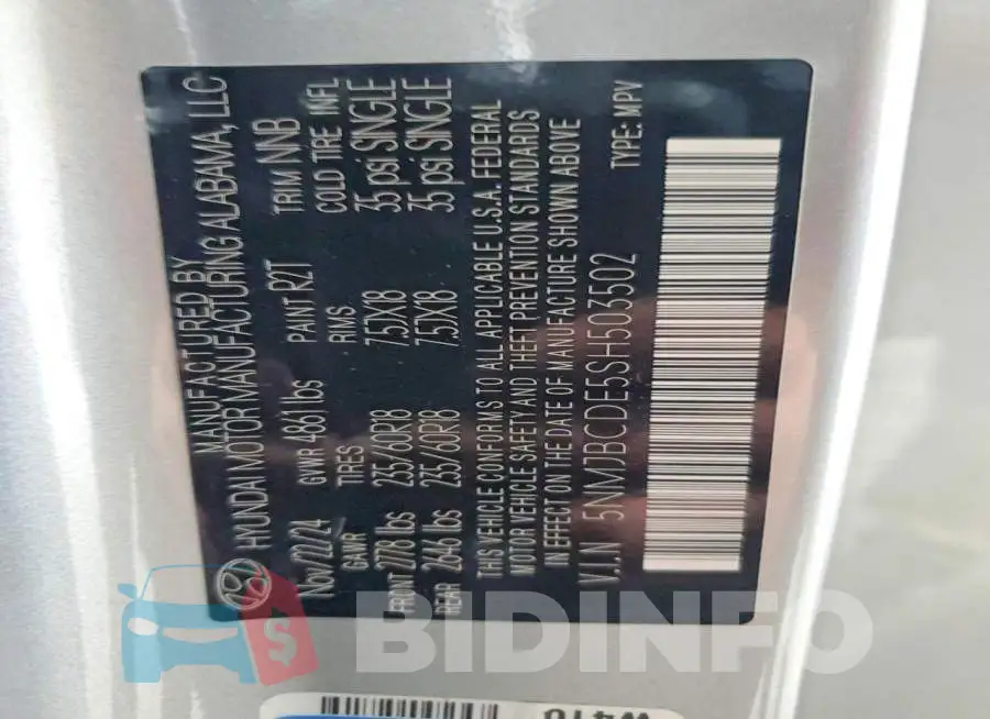 5NMJBCDE5SH503502 Photo# 13