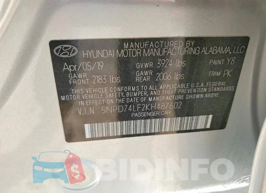5NPD74LF2KH487602 Photo# 12