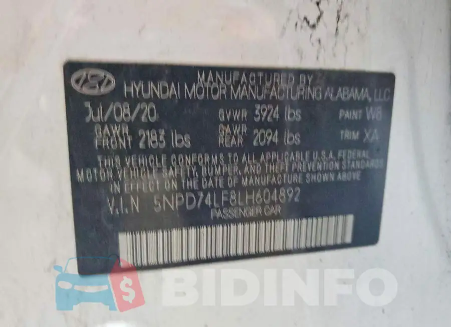 5NPD74LF8LH604892 Photo# 12