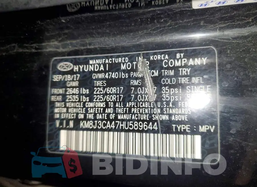 KM8J3CA47HU589644 Photo# 13