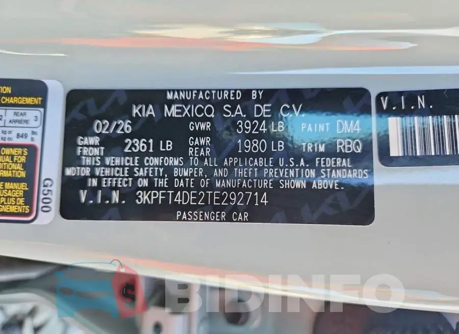 3KPFT4DE2TE292714 Photo# 13